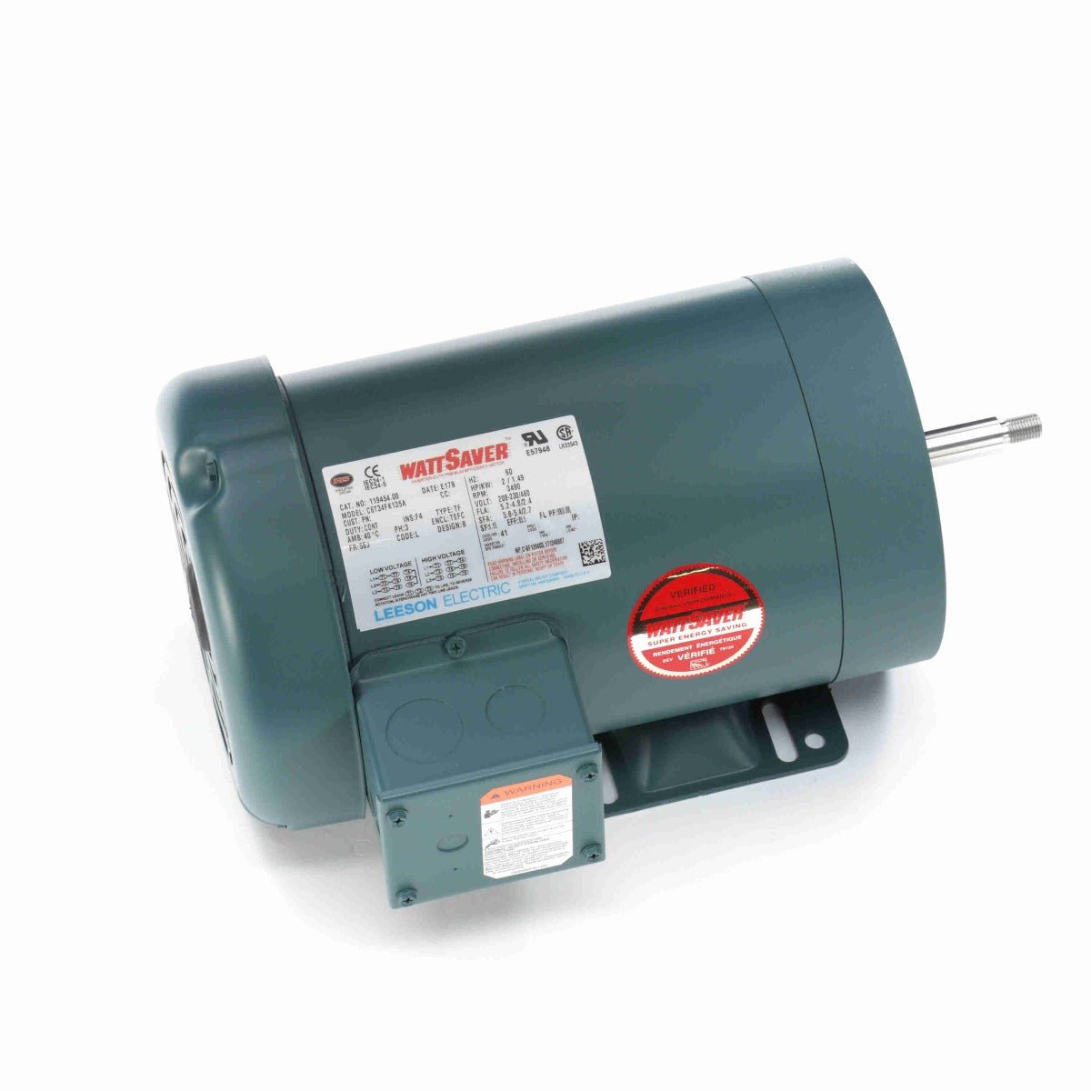 119454.00 Leeson Motor 2HP 3450RPM 56J TEFC 208 - 230/460Volt 3Phase - Square One Electric Motors & Pumps