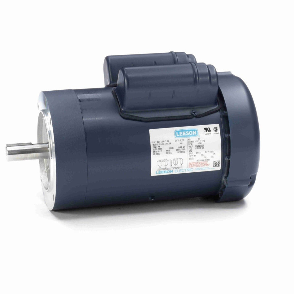 120017.00 Leeson Motor 1.5HP 1740RPM 145TC TEFC 115/208 - 230Volt 1 Phase - Square One Electric Motors & Pumps