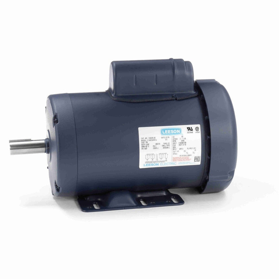120036.00 Leeson Motor 2HP 3450RPM 145T TEFC 115/208 - 230Volt 1 Phase C145C34FB1 - Square One Electric Motors & Pumps