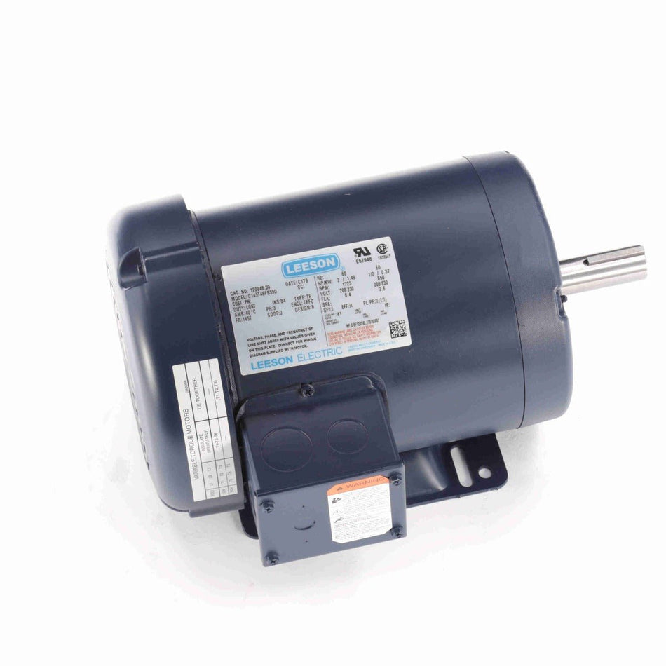 120946.00 Leeson Motor 2/1/2HP 1725RPM 145T TEFC 208 - 230Volt 3Phase - Square One Electric Motors & Pumps