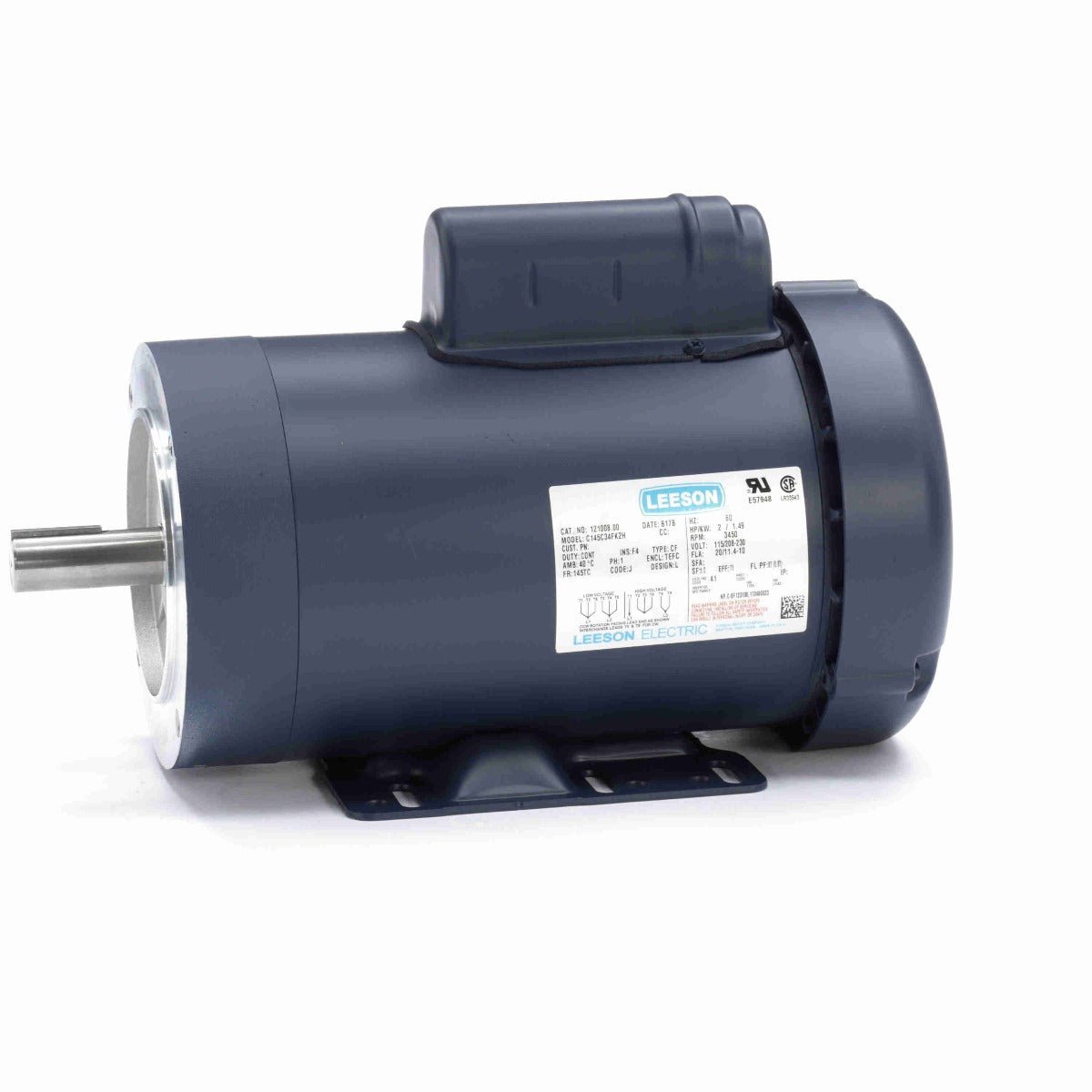 121008.00 Leeson Motor 2HP 3450RPM 145TC TEFC 115/208 - 230Volt Single Phase - Square One Electric Motors & Pumps