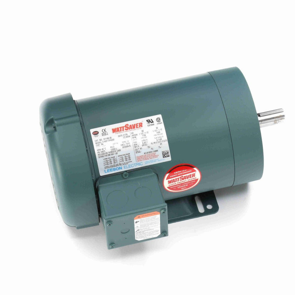 121180.00 Leeson Motor 1.5HP 1750 145TC TEFC 208 - 230/460Volt 3 Phase C145T17FK26 - Square One Electric Motors & Pumps