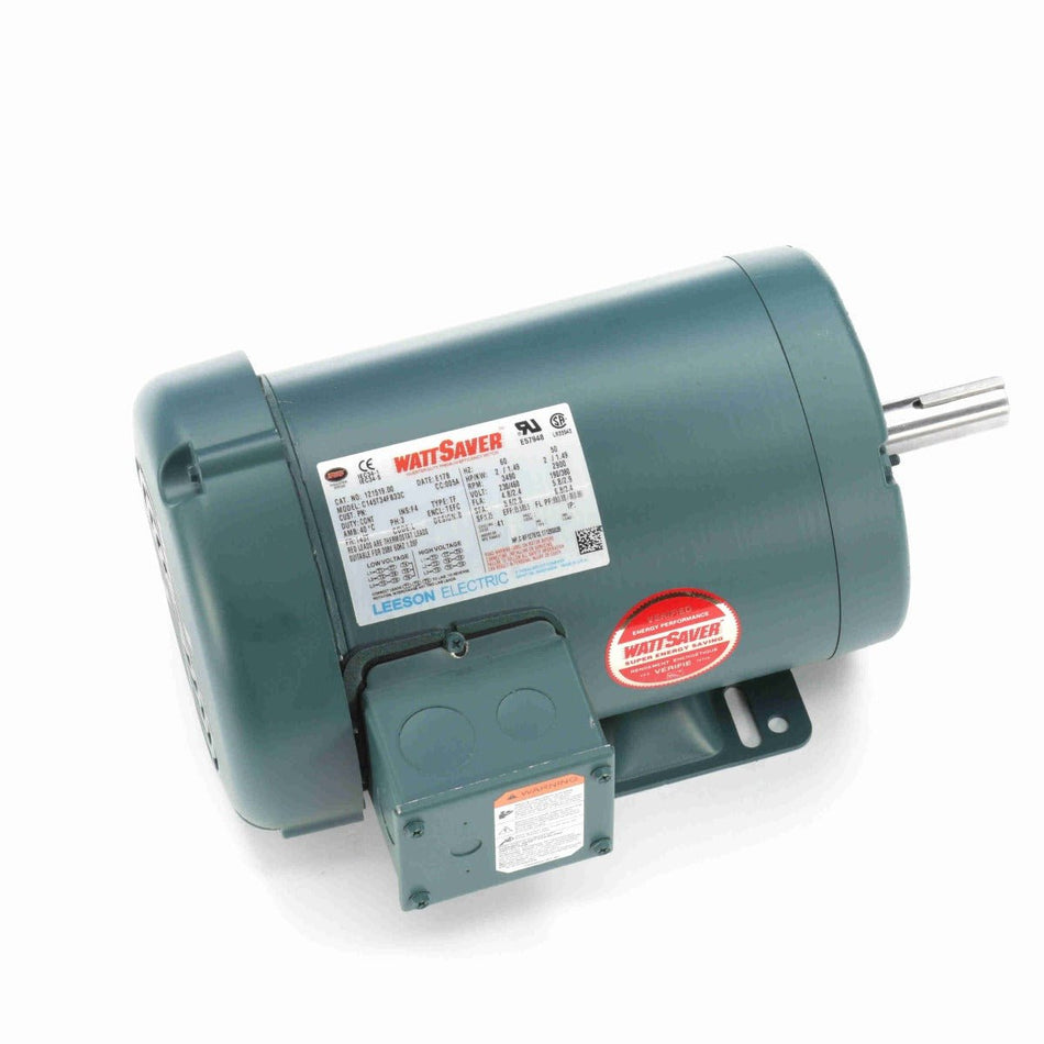 121519.00 Leeson Motor 2HP 3490RPM 145T TEFC 208 - 230/460Volt 3 Phase - Square One Electric Motors & Pumps