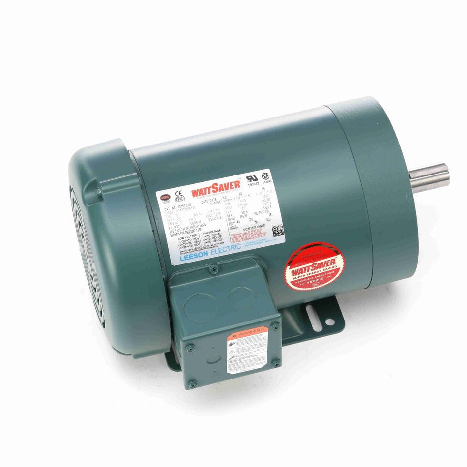 121672.00 Leeson Motor 1.5HP 3490RPM 143TC TEFC 208 - 230/460Volt 3Phase C143T34FK15 - Square One Electric Motors & Pumps