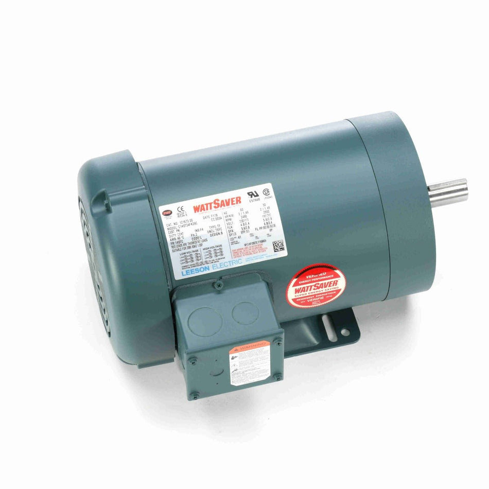 121673.00 Leeson Motor 2HP 3490RPM 145TC TEFC 208 - 230/460Volt 3Phase C145T34FK39 - Square One Electric Motors & Pumps