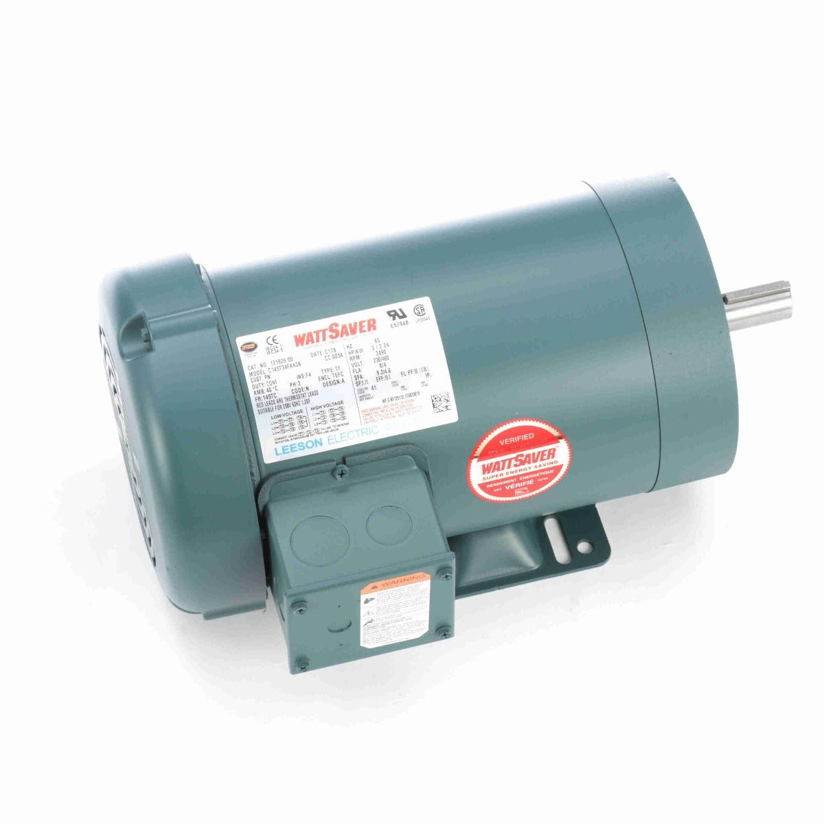 121929.00 Leeson Motor 3HP 3490RPM 145TC TEFC 208 - 230/460Volt 3Phase C145T34FK43 - Square One Electric Motors & Pumps