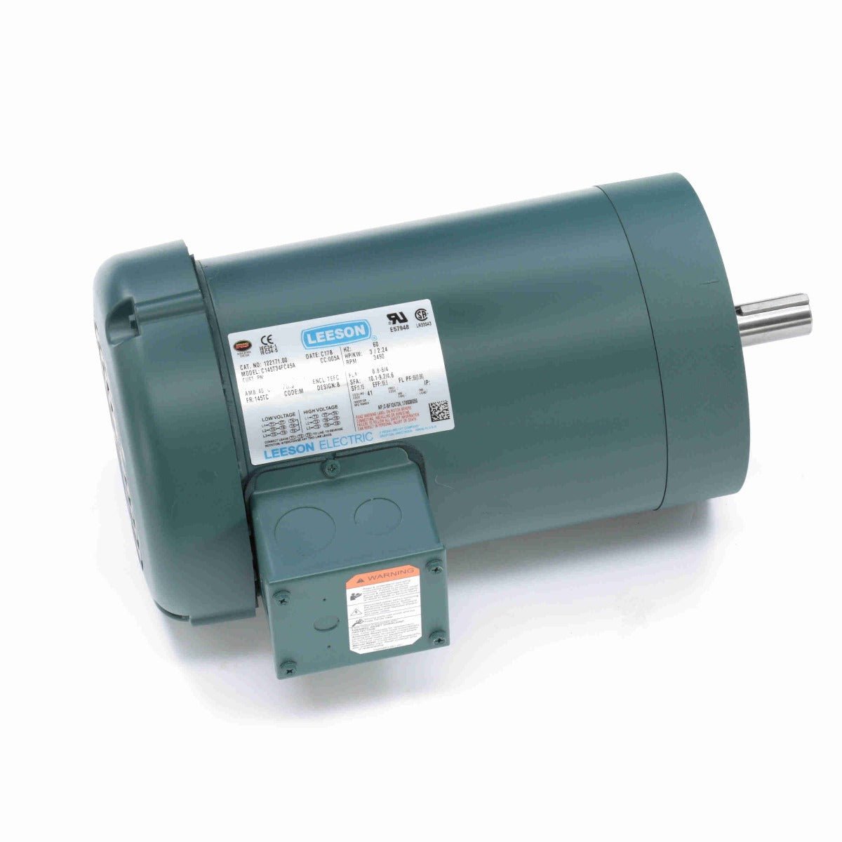 122171.00 Leeson Motor 3HP 3490RPM 145TC TEFC 208 - 230/460Volt Three Phase - Square One Electric Motors & Pumps