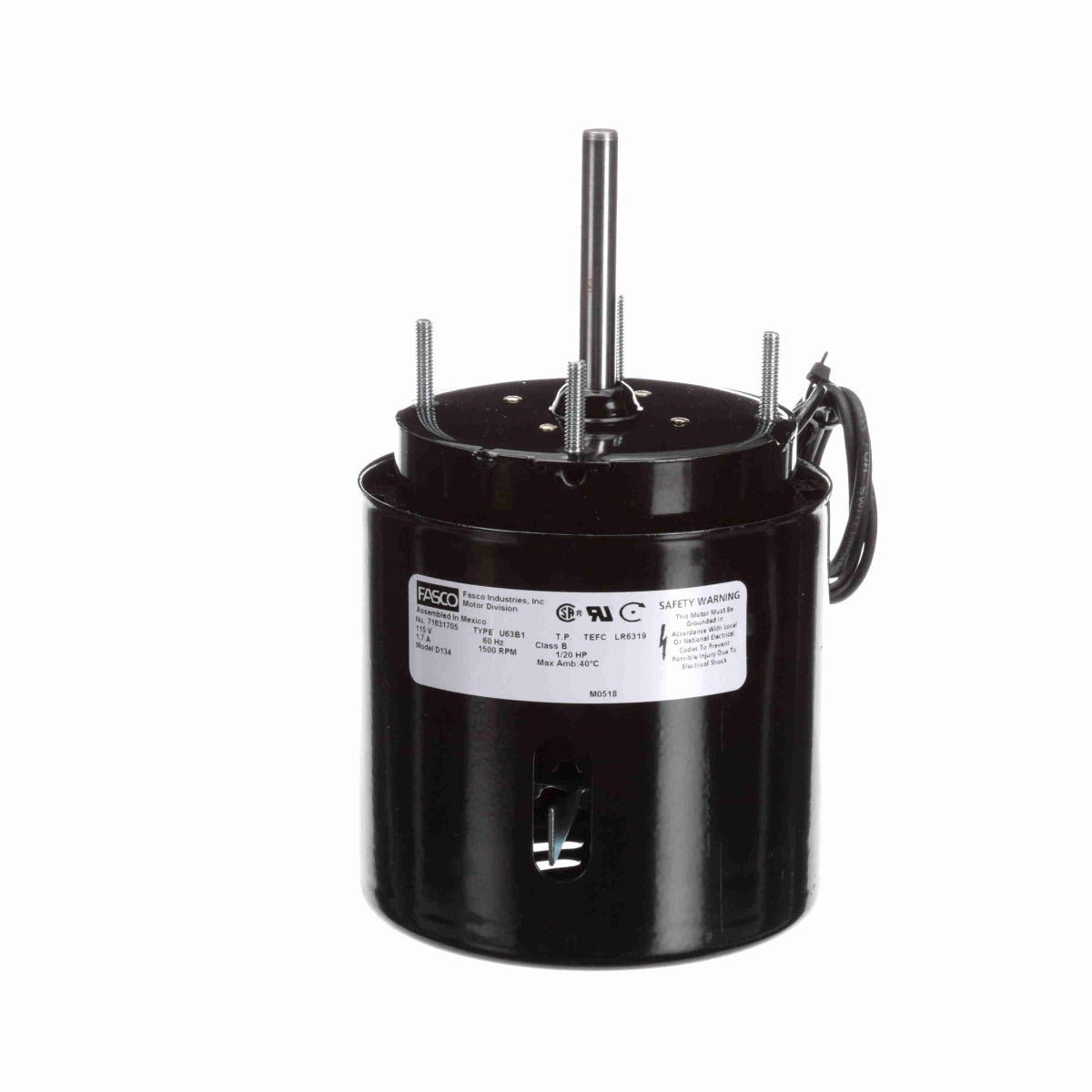 D134 Fasco Motor 1/25 HP, 1500 RPM, 115 V, 1 Phase 
