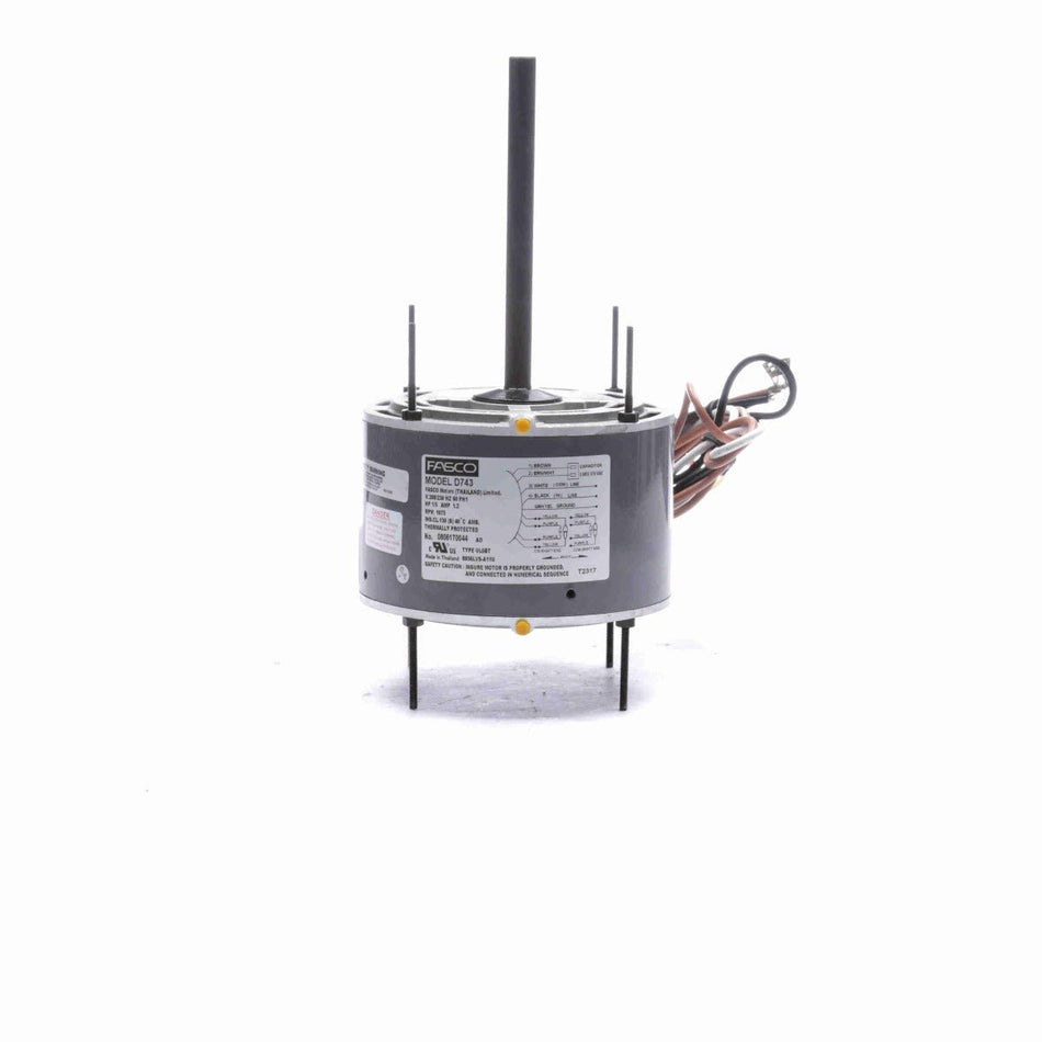 D743 Fasco Condenser Fan 1/5HP 1075RPM 5.6" Open 230Volt 1Phase REV - Square One Electric Motors & Pumps