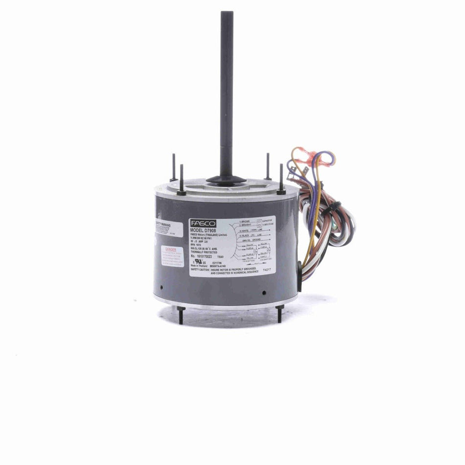 D7908 Fasco Condenser Fan Motor 1/3HP 1075RPM 5.6" TE 208 - 230Volt 1Phase REV - Square One Electric Motors & Pumps