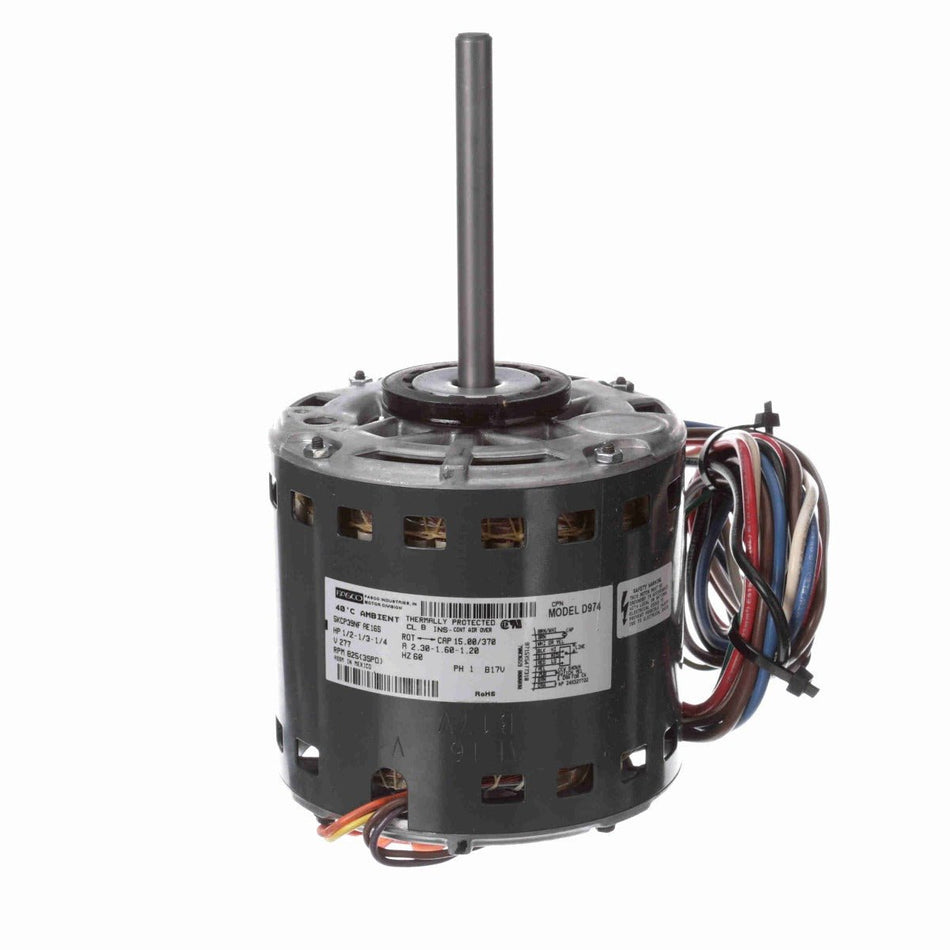 D974 Fasco Motor 1/2 - 1/3 - 1/4HP 825RPM 5" Open 277V 1Ph REV - Square One Electric Motors & Pumps