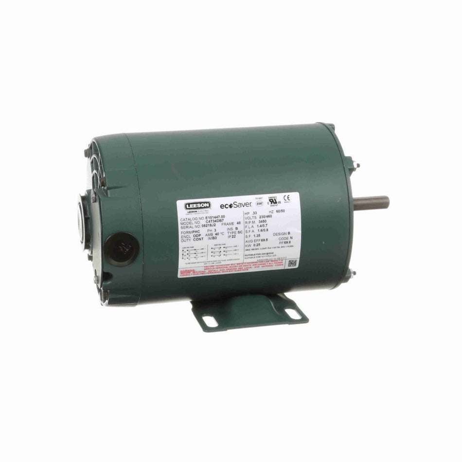 E110036.00 Leeson Motor 1HP 1725RPM 56C DP 115/208 - 230V 1 Phase M6K17D57 - Square One Electric Motors & Pumps