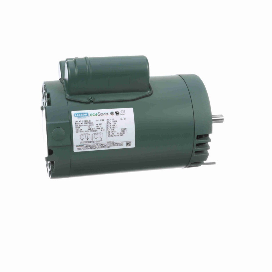 E110388.00 Leeson Motor 1.5HP 1725RPM 56C DP 115/208 - 230Volt Single Phase C6K17DC52 - Square One Electric Motors & Pumps