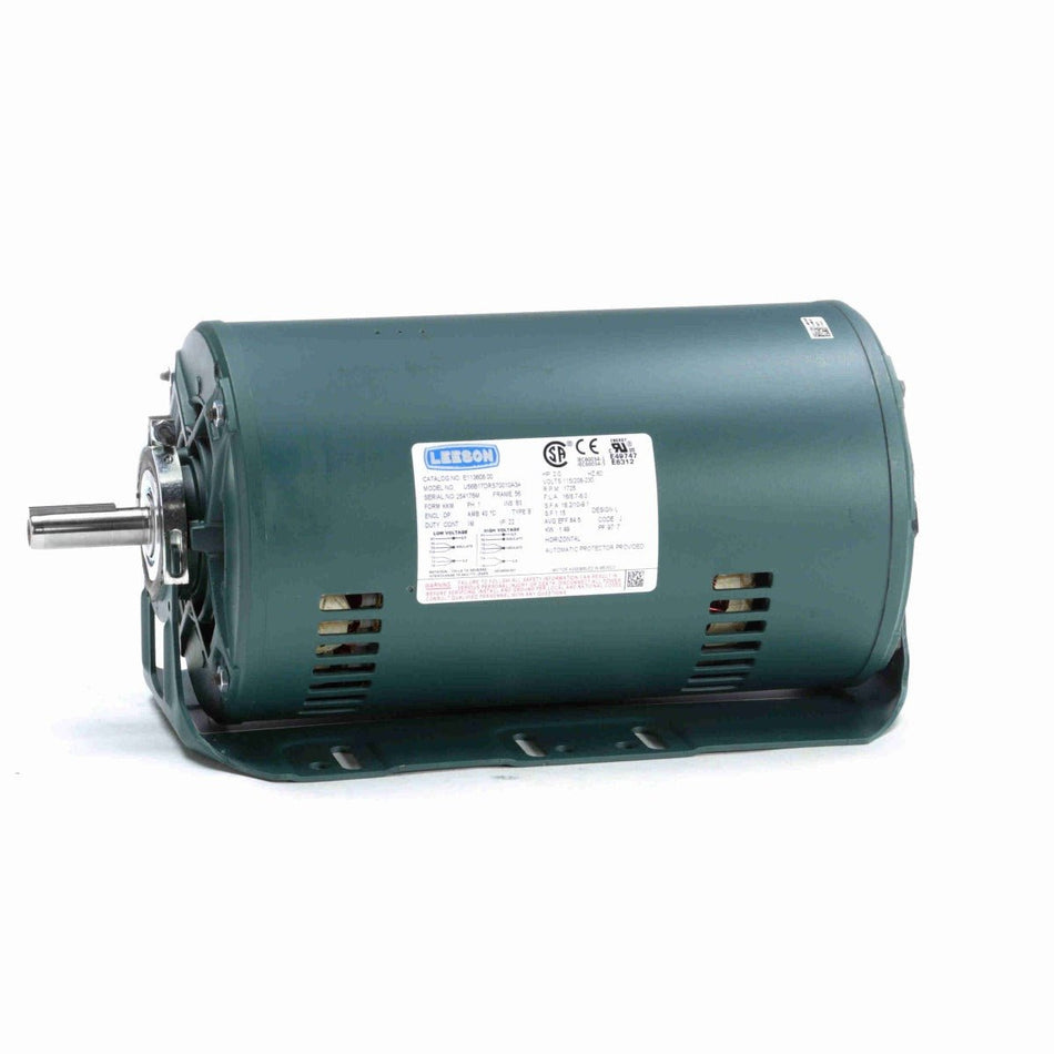 E113608.00 Leeson Motor 2HP 1725RPM 56H DP 115/208 - 230Volt 1 Phase A05617DRS70010A3 - Square One Electric Motors & Pumps
