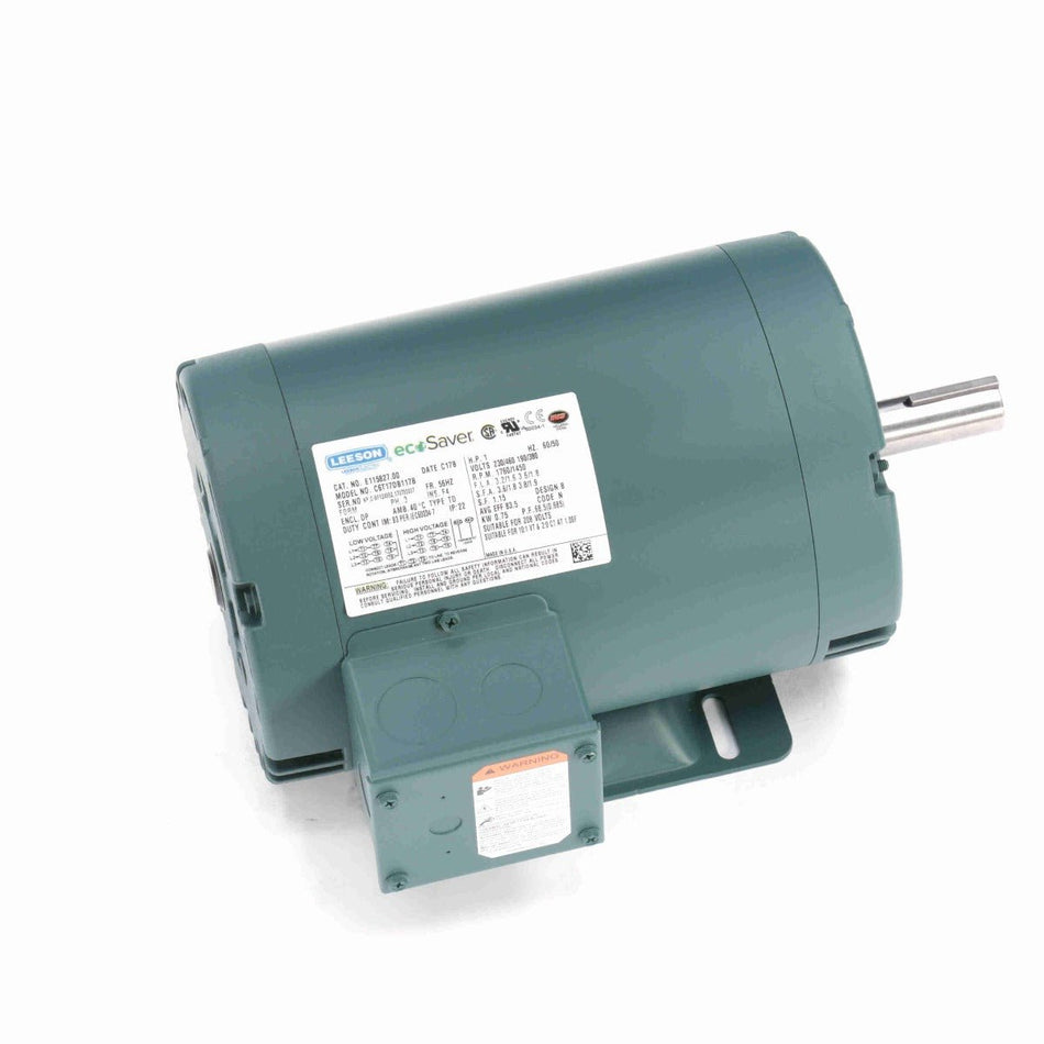 E115827.00 Leeson AC Motor 1HP 1725RPM 56HZ DP 208 - 230/460V 3 Phase - Square One Electric Motors & Pumps