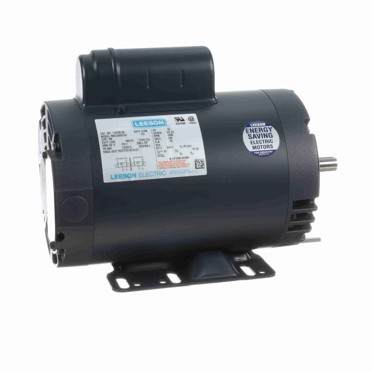 E116706.00 Leeson AC Motor M6C34DB75