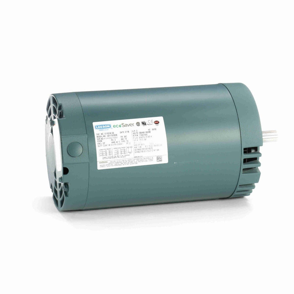 E116742.00 Leeson Motor 2HP 1745RPM 56C DP 208 - 230/460Volt 3 Phase C6T17DC82 - Square One Electric Motors & Pumps