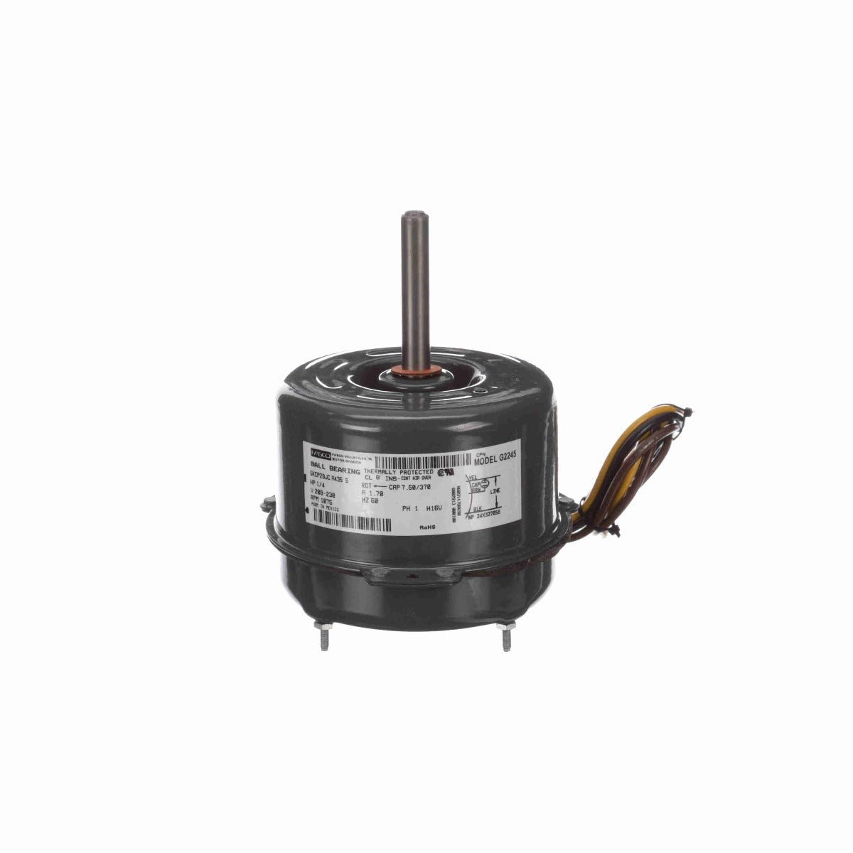 G2245 Fasco Fan Motor 1/4HP 1075RPM 5" Enc 208 - 230V 1Ph CCWLE - Square One Electric Motors & Pumps