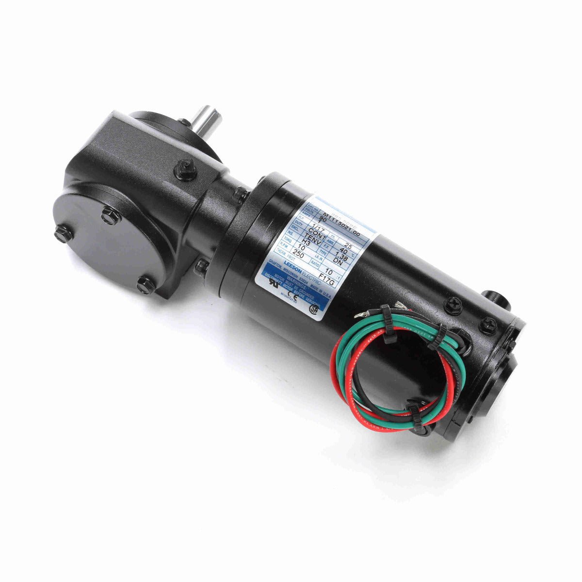 M1115021 Leeson Gear Motor 1/17HP 250RPM 25 TENV 90V DC - Square One Electric Motors & Pumps