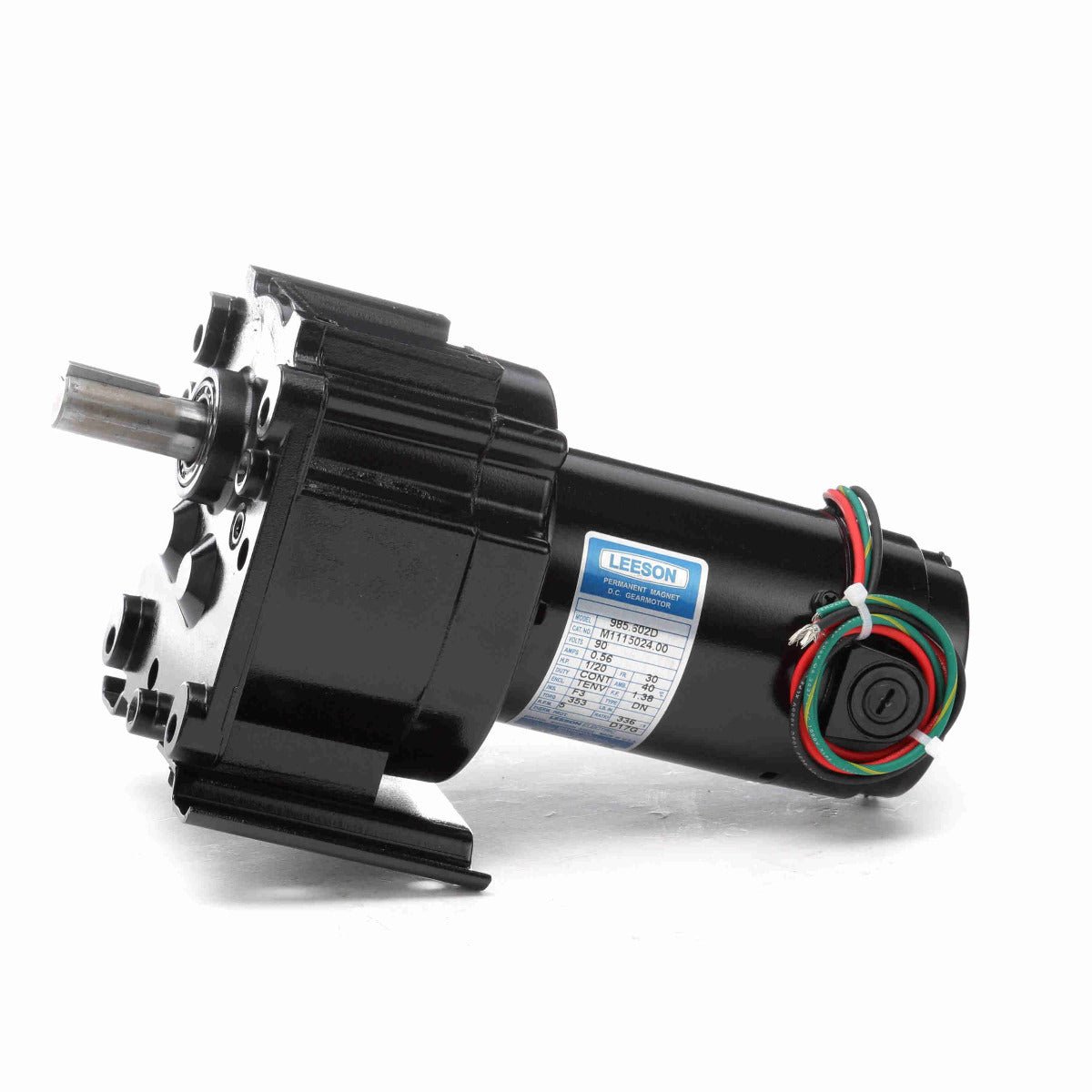 M1115024 Leeson Gear Motor 1/20HP 5RPM 30 TENV 90V DC - Square One Electric Motors & Pumps