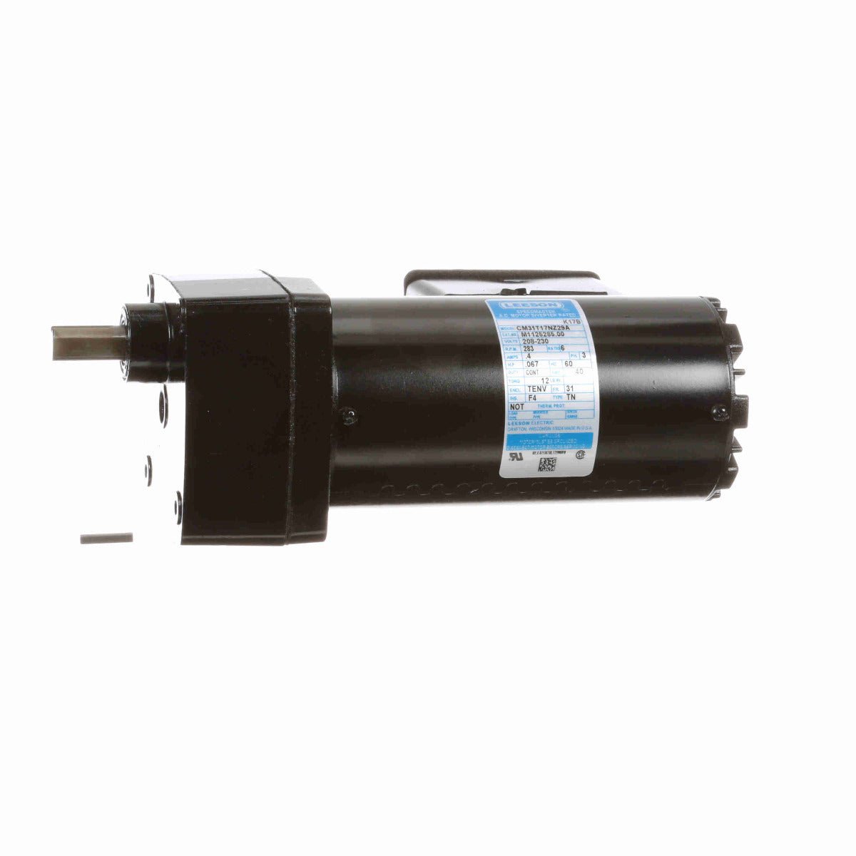 M1125285 Leeson Gear Motor 1/15HP 283RPM 31 TENV 208 - 230V 3 Phase - Square One Electric Motors & Pumps