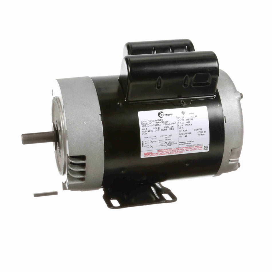 B764ES Century Motor 2HP 3450RPM L56C ODP 208 - 230/115 Volt 1 Phase - Square One Electric Motors & Pumps