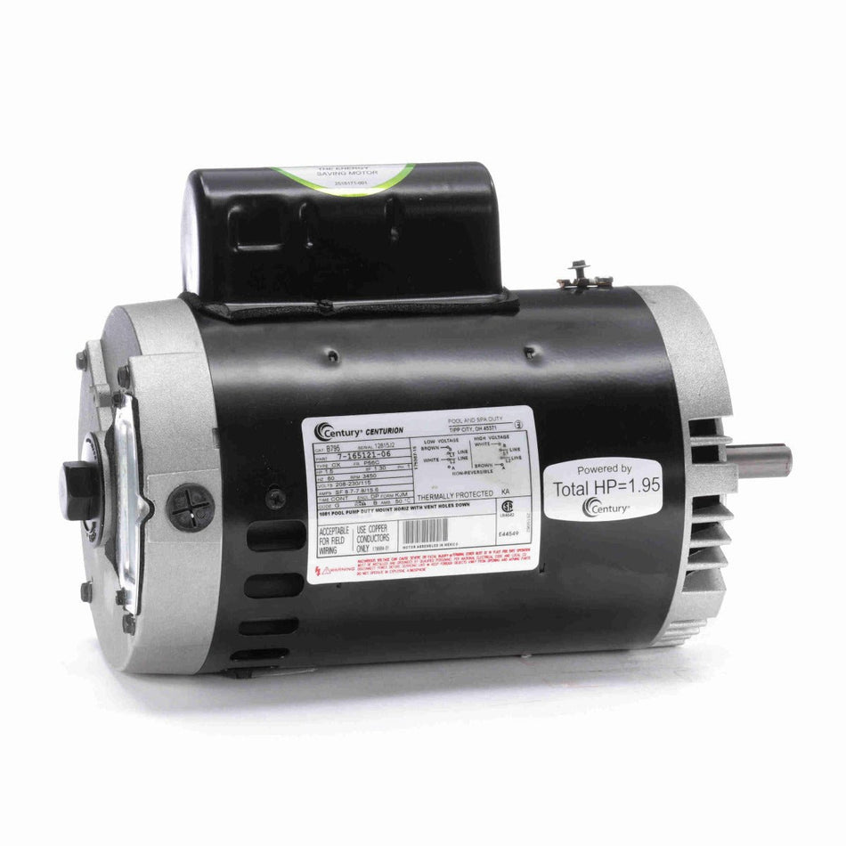 B795 Century Motor 1.5HP 3450RPM 56C ODP 115/208 - 230 Volt 1 Phase - Square One Electric Motors & Pumps