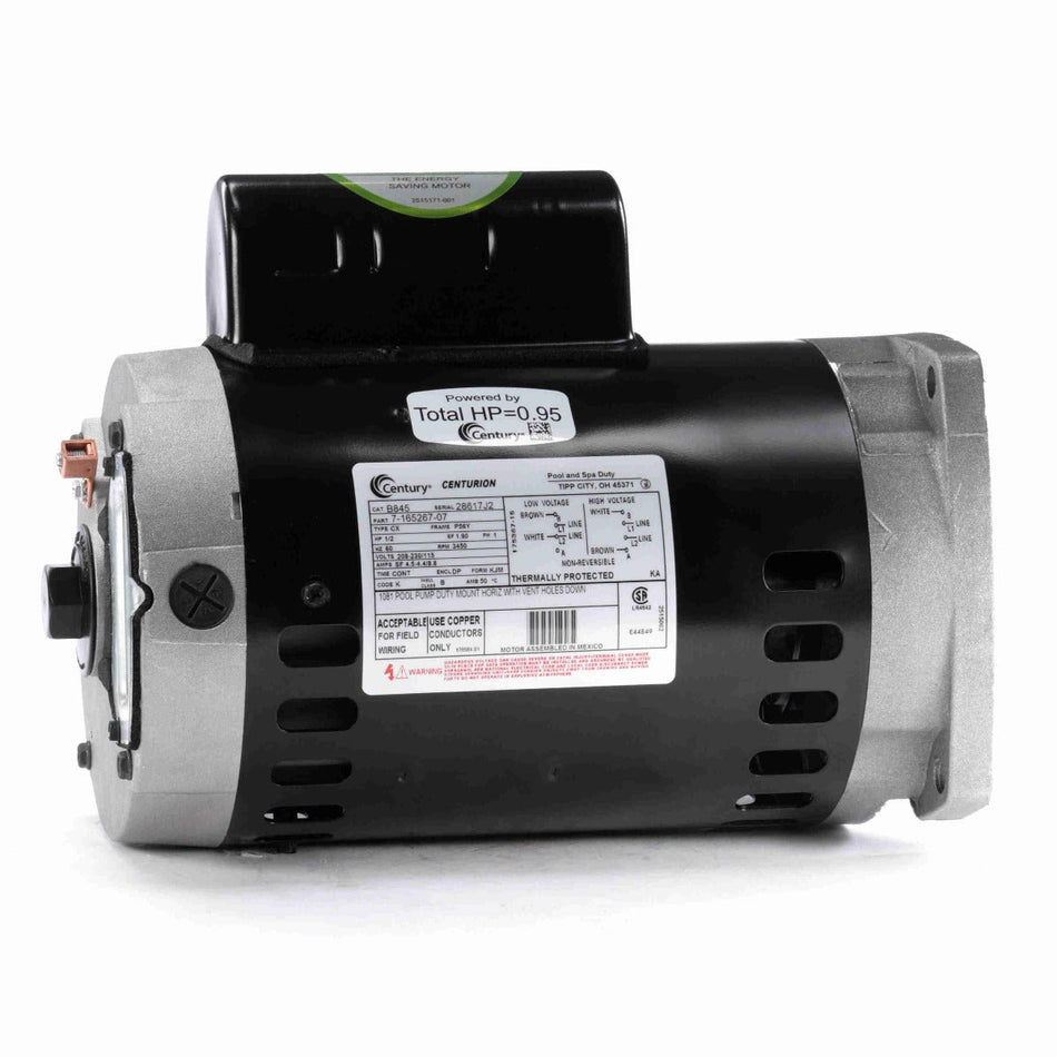 B845 Century Motor 1/2HP 3450RPM 56Y ODP 115/208 - 230 Volt 1 Phase - Square One Electric Motors & Pumps