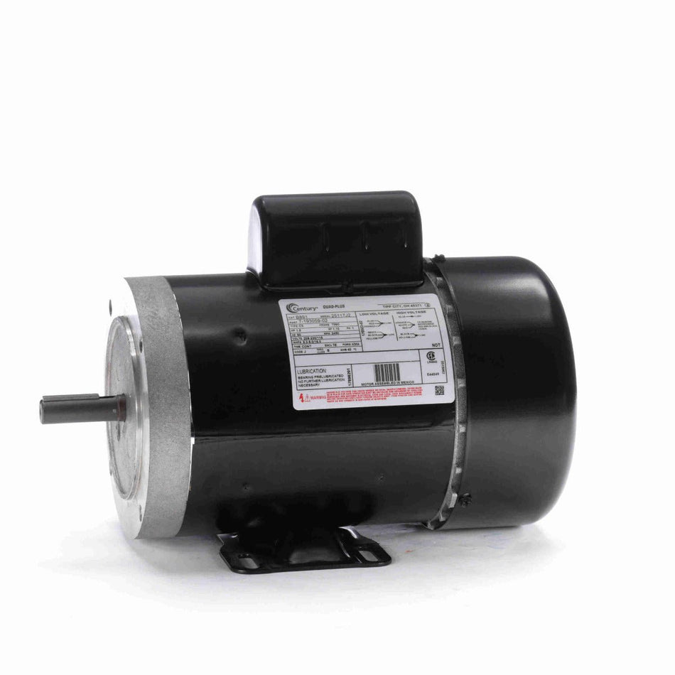 B891 Century Motor 1.5HP 3450RPM T56C TEFC 208 - 230/115 Volt 1 Phase - Square One Electric Motors & Pumps