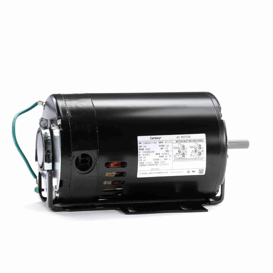 BF1072 Century Motor 3/4HP 3450RPM 48 ODP 115/208 - 230 Volt 1 Phase - Square One Electric Motors & Pumps