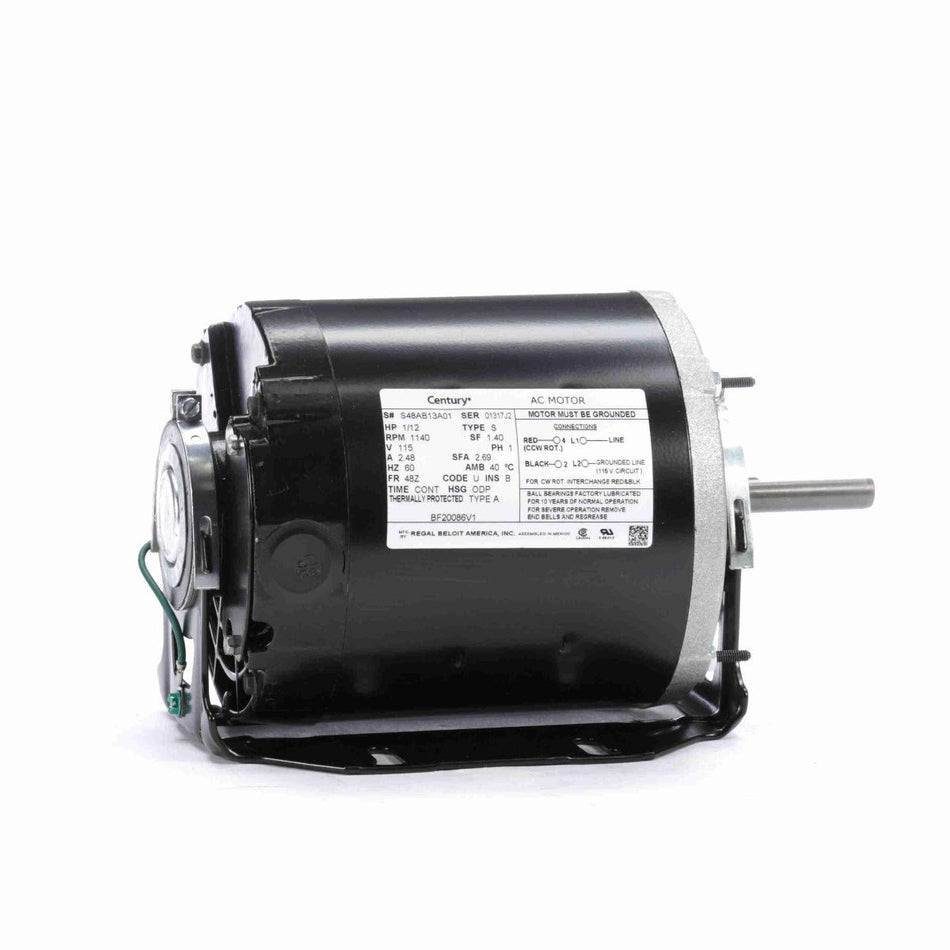 BF20086V1 Century Motor 1/12HP 1140RPM 48Z ODP 115 Volt 1 Phase - Square One Electric Motors & Pumps