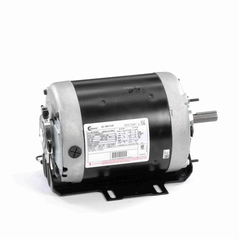 BF2056D Century Motor 1/2HP 1140RPM K56 ODP 115/230 Volt 1 Phase - Square One Electric Motors & Pumps
