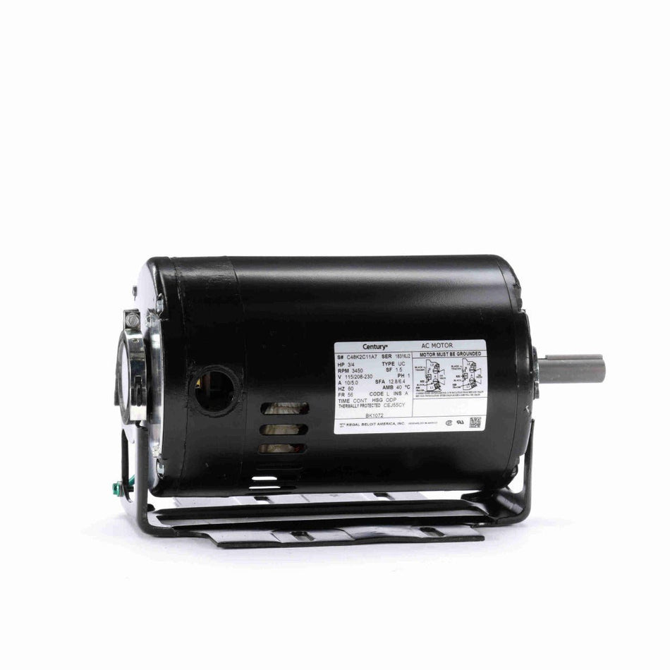 BK1072 Century Motor 3/4HP 3450RPM 56 ODP 115/208 - 230 Volt 1 Phase - Square One Electric Motors & Pumps