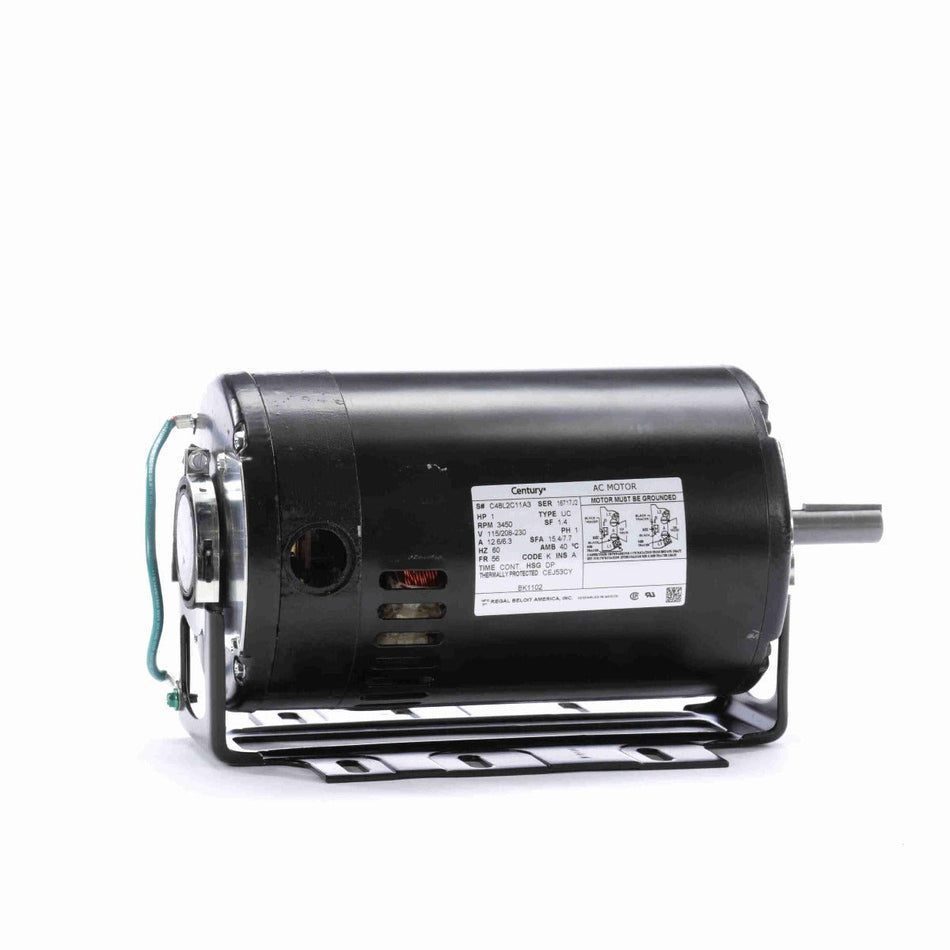 BK1102 Century Motor 1HP 3450RPM 56 DP 115/208 - 230 Volt 1 Phase - Square One Electric Motors & Pumps