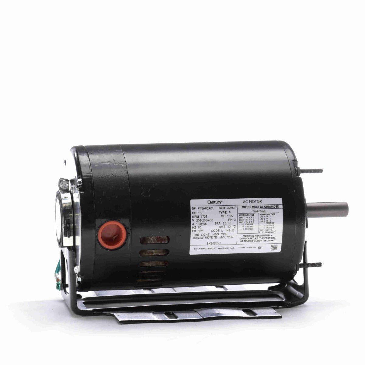 BK3054V1 Century Motor 1/2HP 1725RPM 56 ODP 208 - 230/460 Volt 3 Phase - Square One Electric Motors & Pumps