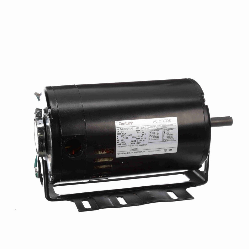 BK3074 Century Motor 3/4HP 1725RPM 56H ODP 208 - 230/460 Volt 3 Phase - Square One Electric Motors & Pumps