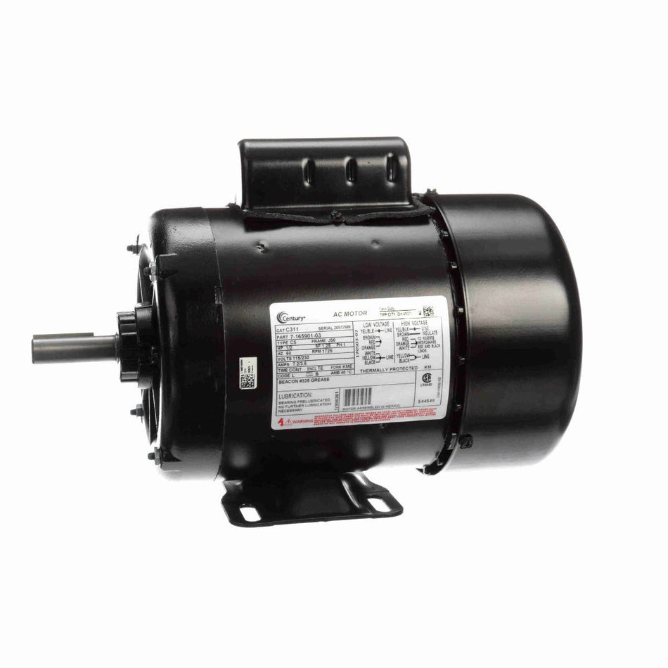 C311V1 Century Motor 1/2HP 1725RPM J56 TEFC 115/230 Volt 1 Phase - Square One Electric Motors & Pumps