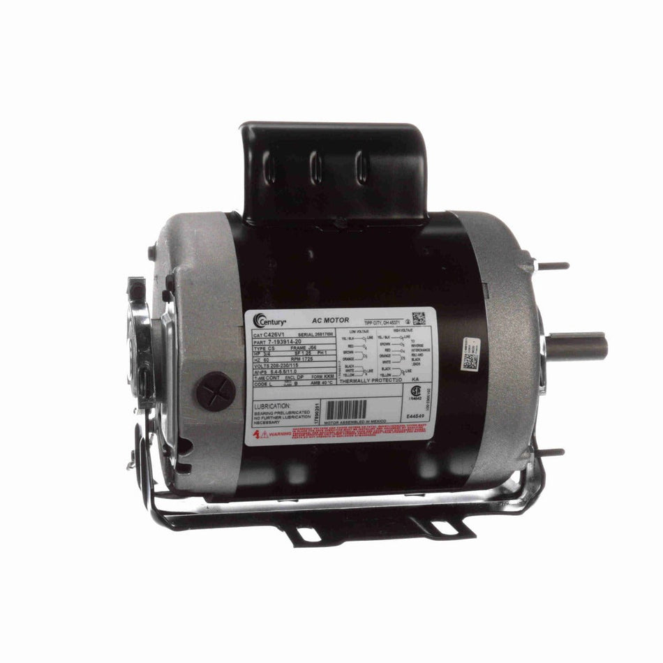 C426V2 Century Motor 3/4HP 1725RPM J56 ODP 208 - 230/115 Volt 1 Phase - Square One Electric Motors & Pumps