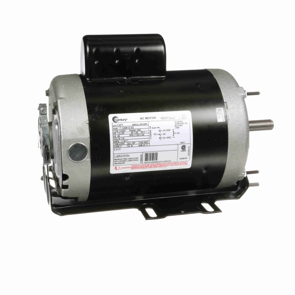 C471 Century Motor 1 - 7/25HP 1725/1140RPM M56 ODP 115 Volt 1 Phase - Square One Electric Motors & Pumps