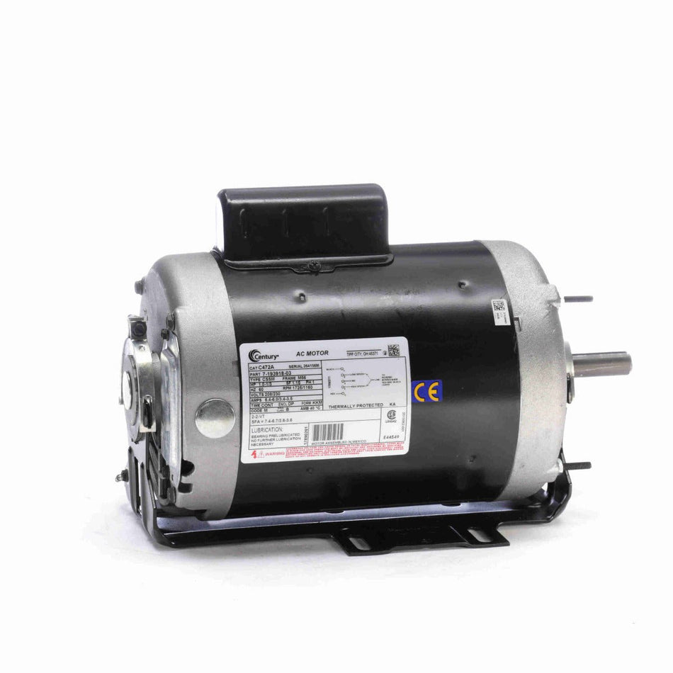 C472A Century Motor 1 - 1/3HP 1725/1160RPM M56 ODP 208 - 230 Volt 1 Phase - Square One Electric Motors & Pumps
