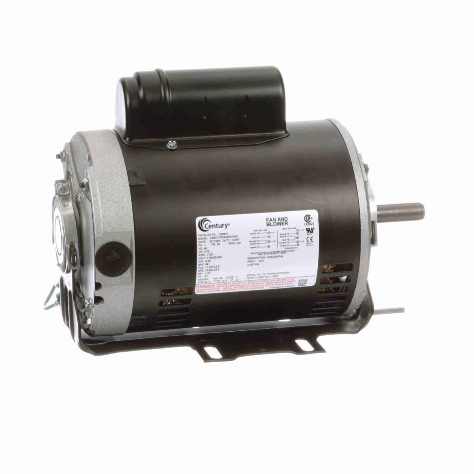 C666V1 Century Motor 3/4HP 1725RPM J56 ODP 208 - 230/115 Volt 1 Phase - Square One Electric Motors & Pumps