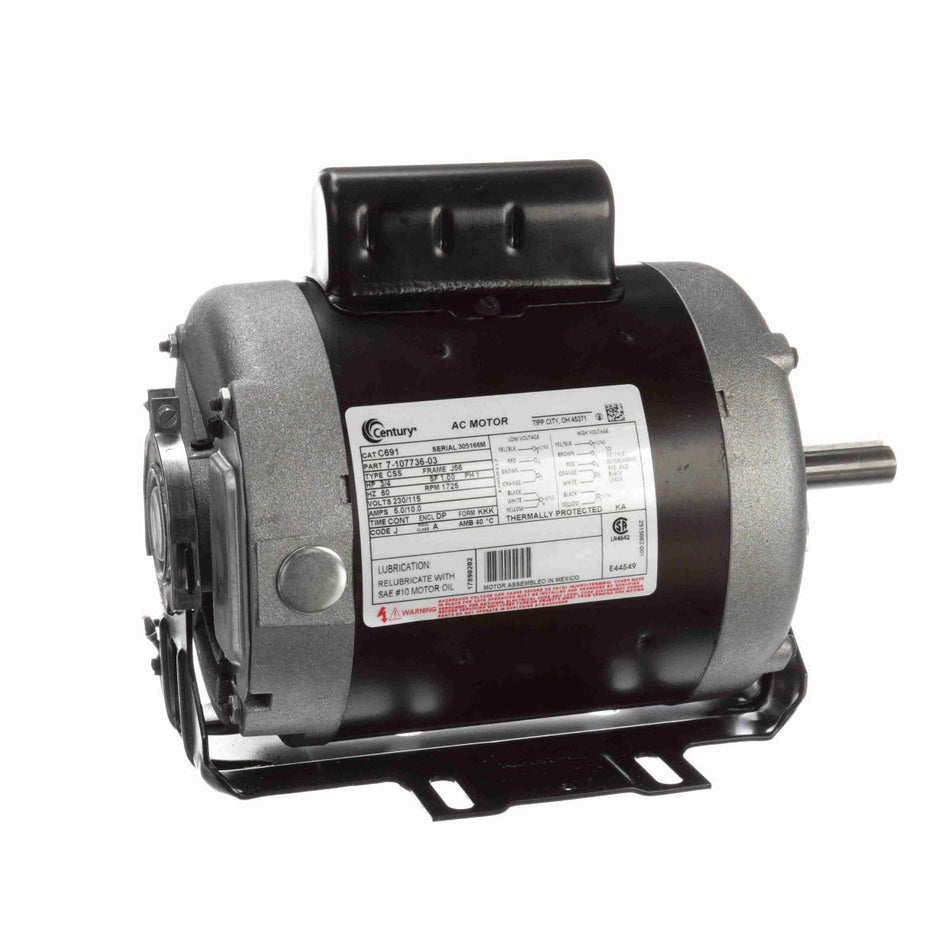 C691 Century Motor 3/4HP 1725RPM J56 ODP 230/115 Volt 1 Phase - Square One Electric Motors & Pumps