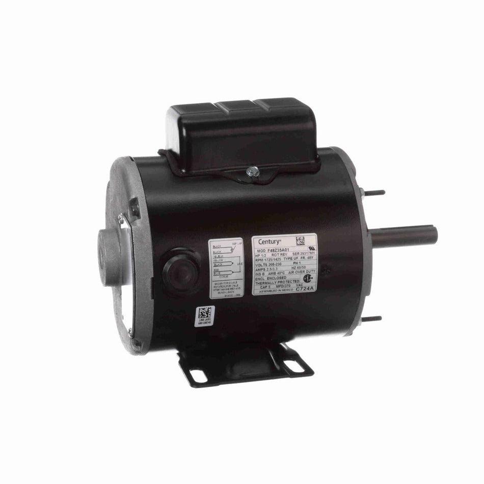 C724A Century Motor 1/2HP 1725/1425RPM 48Y ENC 208 - 230 Volt 1 Phase - Square One Electric Motors & Pumps