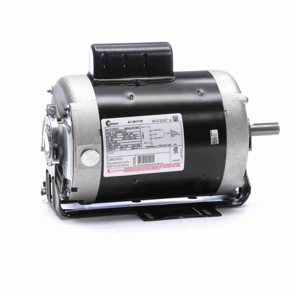 C742V1 Century Motor 3/4 - 1/3HP 1725/1140RPM L56 ODP 230 Volt 1 Phase - Square One Electric Motors & Pumps