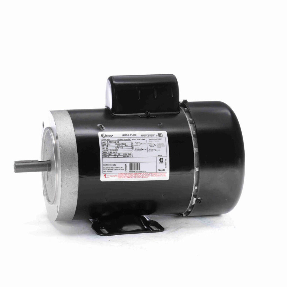 C827 Century Motor 1/2HP 1140RPM M56C TEFC 115/208 - 230 Volt 1 Phase - Square One Electric Motors & Pumps
