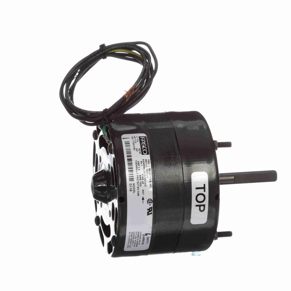D116 Fasco Motor 1/15HP 1500RPM 5" Open 115Volt 1 Phase CW - Square One Electric Motors & Pumps