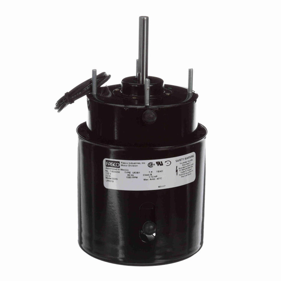 D235 Fasco Motor 1/12HP 1580RPM 3.3 Enclosed 115Volt Single Phase CCW 2.2 AMPS - Square One Electric Motors & Pumps