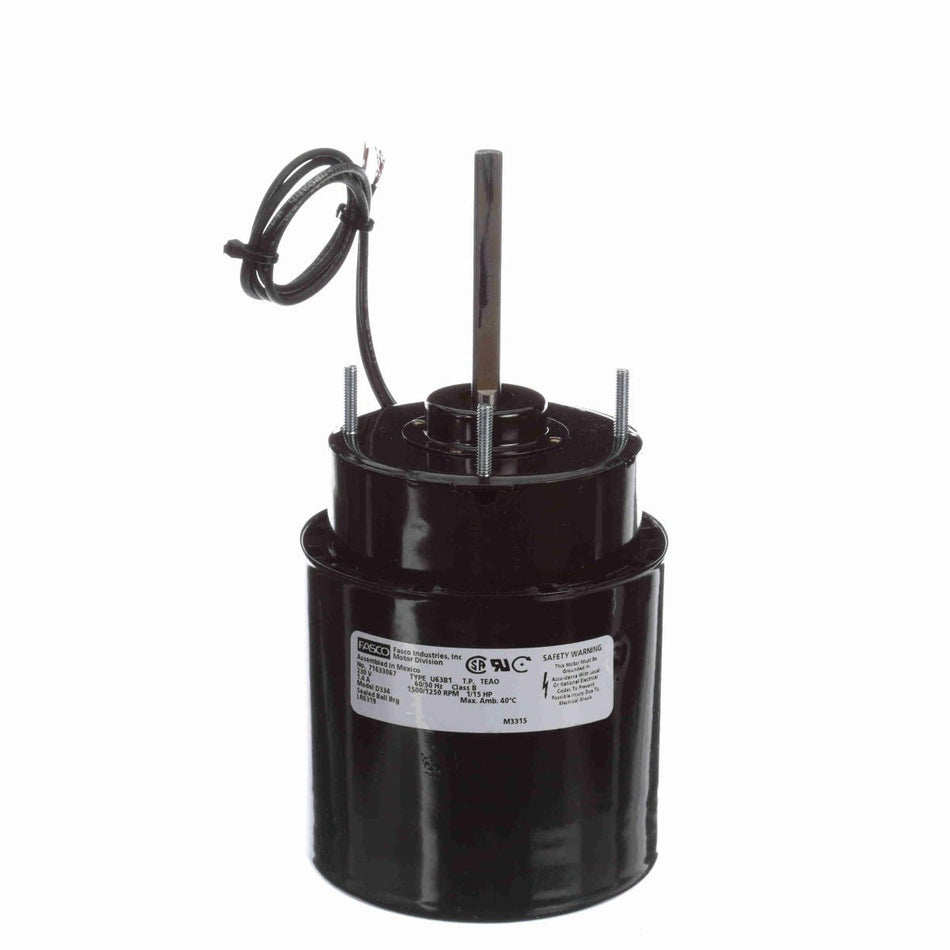 D334 Fasco Motor 1/15HP 1500RPM 5" Enclosed 230Volt 1 Phase CW 1.4 AMPS - Square One Electric Motors & Pumps