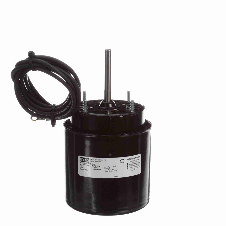 D498 Fasco Motor 1/15HP 1550RPM 3.3" Open 460Volt Single Phase CWSE 0.5 AMPS - Square One Electric Motors & Pumps