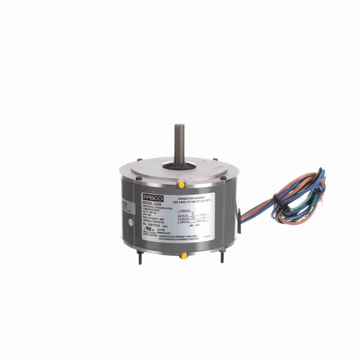 D895 Fasco Motor 1/8 HP, 1650 RPM, 208-230 V, OEM, 1 Phase